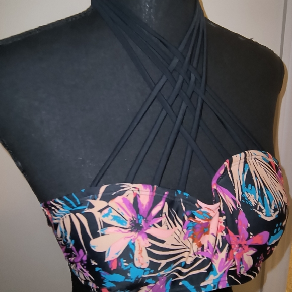 💎Hula Honey Tropical Splash Strappy Bikini Top in size S - Picture 11 of 15
